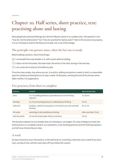 Ashtanga Vinyasa: The Primary Series, Pose by Pose — Sample page 33 of 42 — checklist
