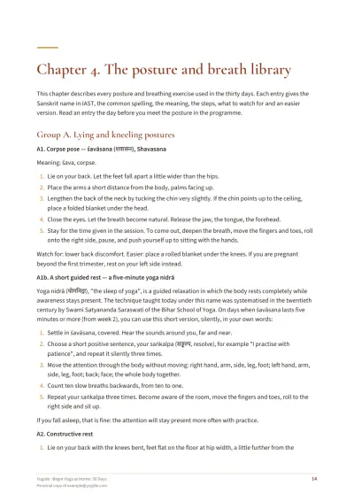 Begin Yoga at Home: 30 Days — Sample page 14 of 43 — inside page