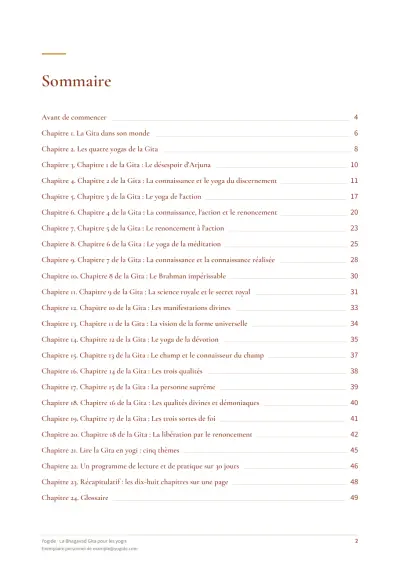 La Bhagavad Gita pour les yogis — Page d’aperçu 2 sur 52 — sommaire