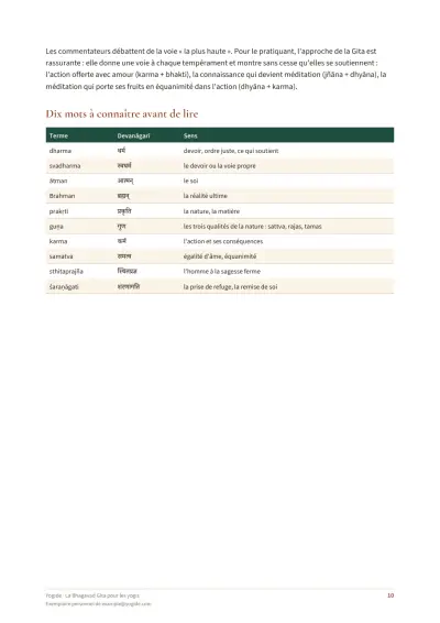 La Bhagavad Gita pour les yogis — Page d’aperçu 10 sur 52 — tableau