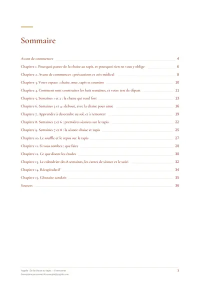 De la chaise au tapis — 8 semaines — Page d’aperçu 2 sur 37 — sommaire