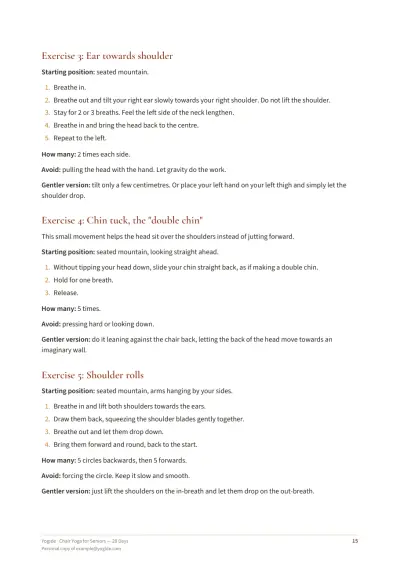 Chair Yoga for Seniors — 28 Days — Sample page 15 of 46 — inside page