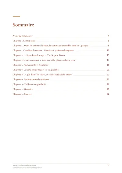 Les chakras selon les textes — Page d’aperçu 2 sur 33 — sommaire