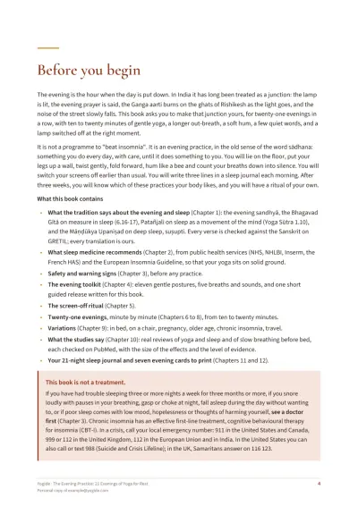 The Evening Practice: 21 Evenings of Yoga for Rest — Sample page 4 of 44 — chapter opening