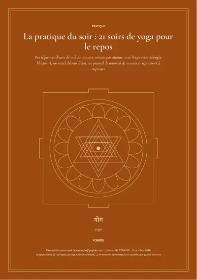 La pratique du soir : 21 soirs de yoga pour le repos — Page d’aperçu 1 sur 48 — couverture