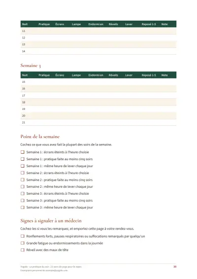 La pratique du soir : 21 soirs de yoga pour le repos — Page d’aperçu 38 sur 48 — liste à cocher