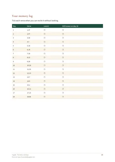 The Gita in 18 Days — Sample page 10 of 57 — table