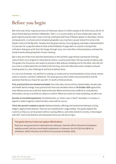 Bali: The Yogi's Guide — Sample page 4 of 36 — chapter opening