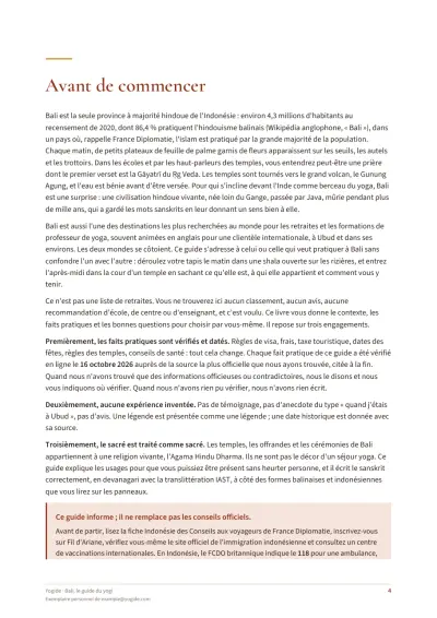 Bali, le guide du yogi — Page d’aperçu 4 sur 40 — ouverture de chapitre