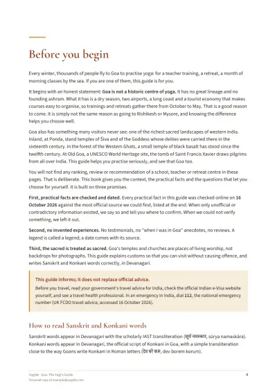 Goa: The Yogi's Guide — Sample page 4 of 46 — chapter opening