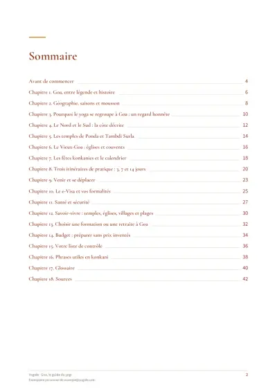 Goa, le guide du yogi — Page d’aperçu 2 sur 46 — sommaire