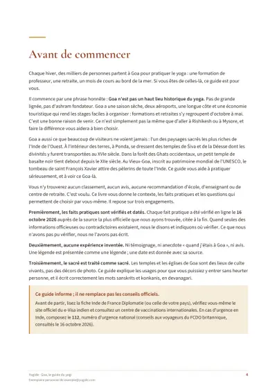Goa, le guide du yogi — Page d’aperçu 4 sur 46 — ouverture de chapitre