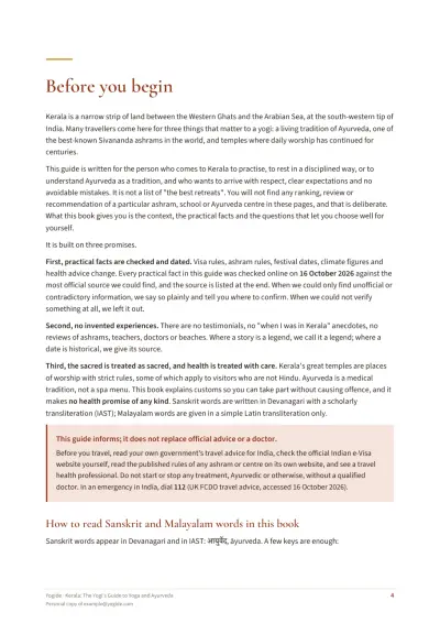 Kerala: The Yogi's Guide to Yoga and Ayurveda — Sample page 4 of 44 — chapter opening