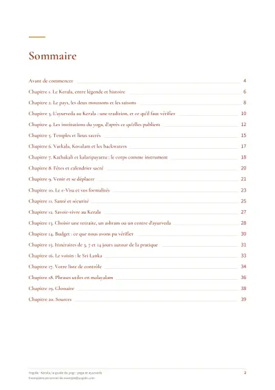 Kerala, le guide du yogi : yoga et ayurveda — Page d’aperçu 2 sur 41 — sommaire