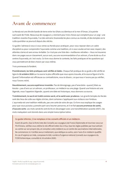 Kerala, le guide du yogi : yoga et ayurveda — Page d’aperçu 4 sur 41 — ouverture de chapitre