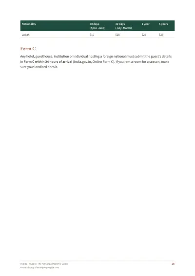 Mysore: The Ashtanga Pilgrim's Guide — Sample page 25 of 44 — table
