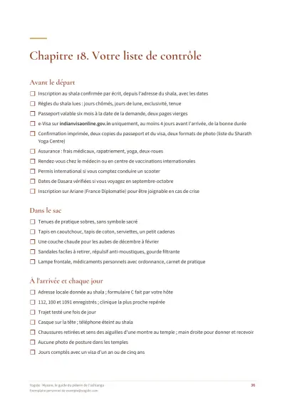 Mysore, le guide du pèlerin de l'ashtanga — Page d’aperçu 36 sur 44 — liste à cocher
