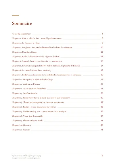 Varanasi et Bodh Gaya, le guide du yogi — Page d’aperçu 2 sur 43 — sommaire