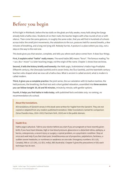 Hatha Yoga: The Complete Traditional Practice — Sample page 4 of 46 — chapter opening