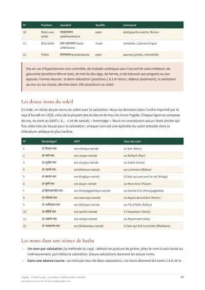 Le hatha yoga : la pratique traditionnelle complète — Page d’aperçu 24 sur 46 — tableau