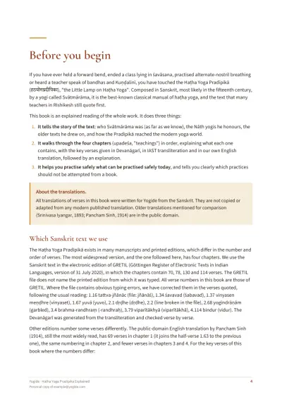 Hatha Yoga Pradipika Explained — Sample page 4 of 41 — chapter opening