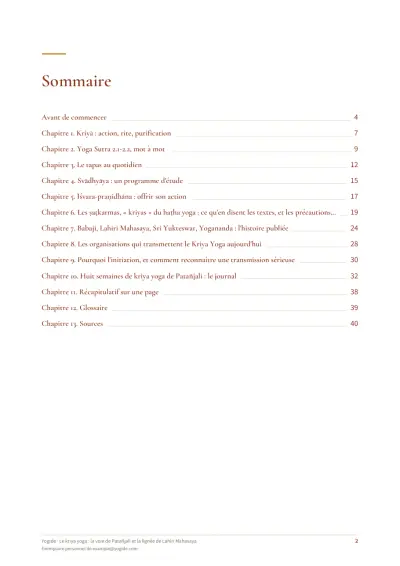 Le kriya yoga : la voie de Patañjali et la lignée de Lahiri Mahasaya — Page d’aperçu 2 sur 41 — sommaire