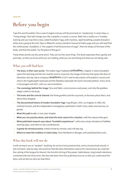 Kundalini: What the Tantras Teach and What Is Practised Today — Sample page 4 of 42 — chapter opening