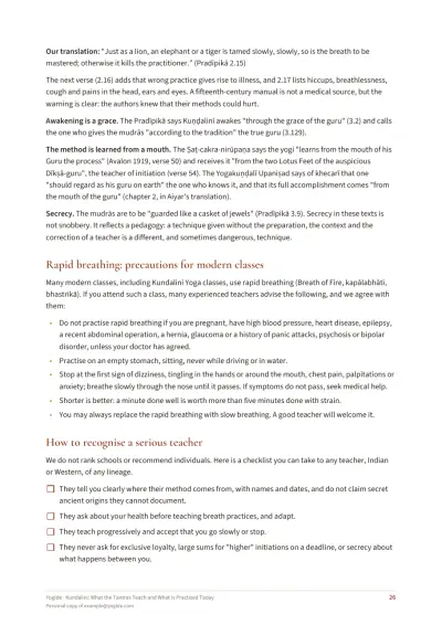 Kundalini: What the Tantras Teach and What Is Practised Today — Sample page 26 of 42 — checklist
