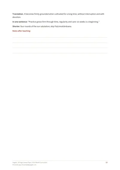 24 Yoga Lesson Plans: A Six-Month Curriculum — Sample page 13 of 40 — inside page