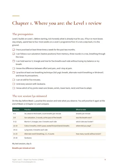 Level 2 — Deepen Your Practice: 12 Weeks — Sample page 6 of 41 — checklist