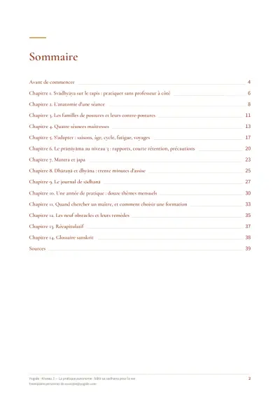 Niveau 3 — La pratique autonome : bâtir sa sadhana pour la vie — Page d’aperçu 2 sur 40 — sommaire