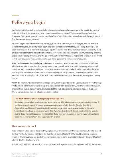 Meditation for Beginners: 21 Days — Sample page 4 of 26 — chapter opening