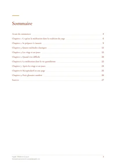 Méditer en 21 jours — Page d’aperçu 2 sur 27 — sommaire