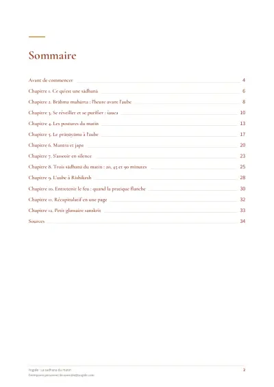 La sadhana du matin — Page d’aperçu 2 sur 34 — sommaire
