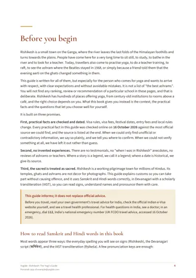 Rishikesh: The Yogi's Guide — Sample page 4 of 40 — chapter opening