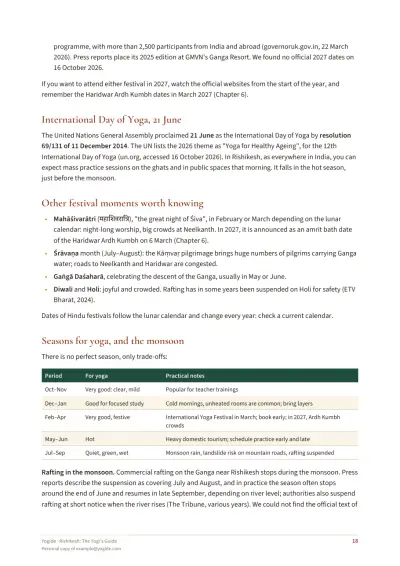 Rishikesh: The Yogi's Guide — Sample page 18 of 40 — table