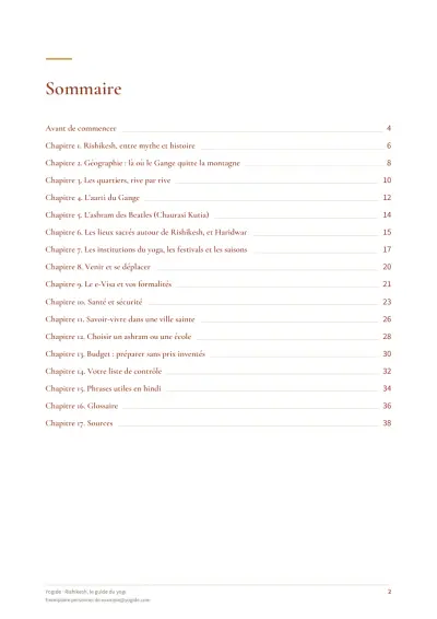 Rishikesh, le guide du yogi — Page d’aperçu 2 sur 40 — sommaire