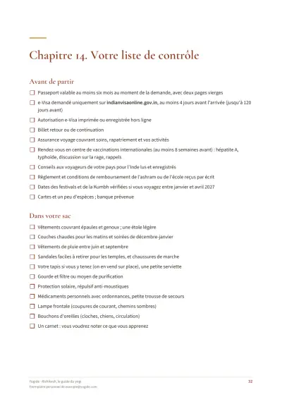 Rishikesh, le guide du yogi — Page d’aperçu 32 sur 40 — liste à cocher