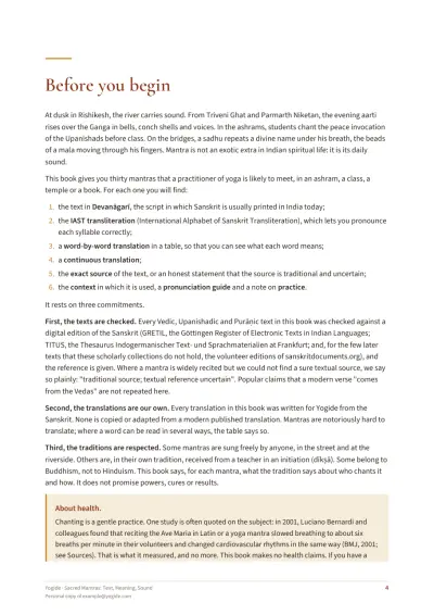 Sacred Mantras: Text, Meaning, Sound — Sample page 4 of 45 — chapter opening