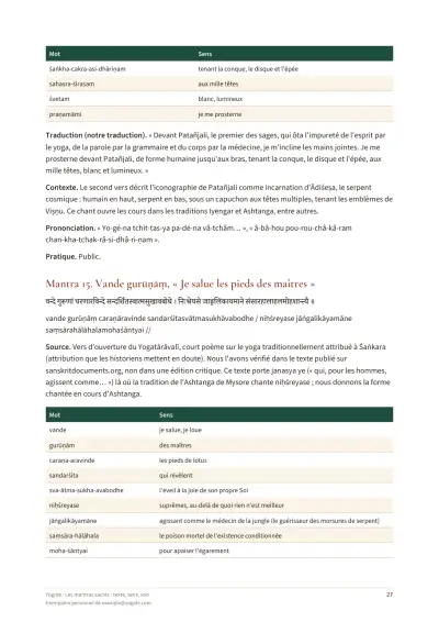 Les mantras sacrés : texte, sens, son — Page d’aperçu 27 sur 45 — tableau
