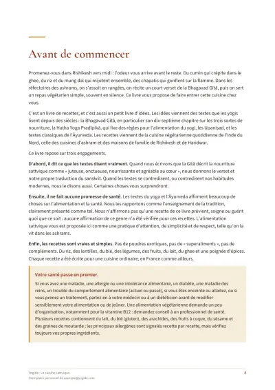 La cuisine sattvique — Page d’aperçu 4 sur 44 — ouverture de chapitre