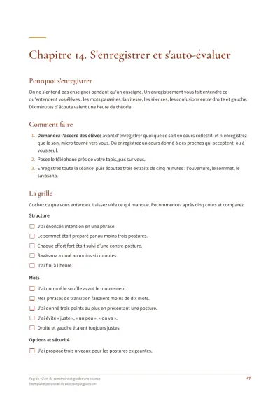 L'art de construire et guider une séance — Page d’aperçu 47 sur 54 — liste à cocher