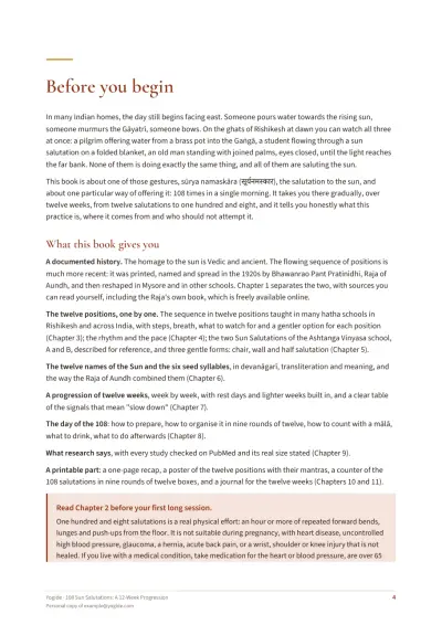 108 Sun Salutations: A 12-Week Progression — Sample page 4 of 46 — chapter opening