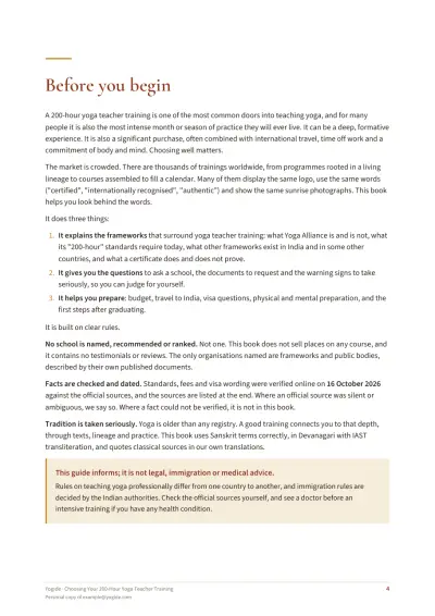 Choosing Your 200-Hour Yoga Teacher Training — Sample page 4 of 35 — chapter opening