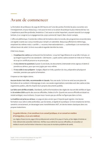 Choisir sa formation de professeur de yoga 200 h — Page d’aperçu 4 sur 39 — ouverture de chapitre