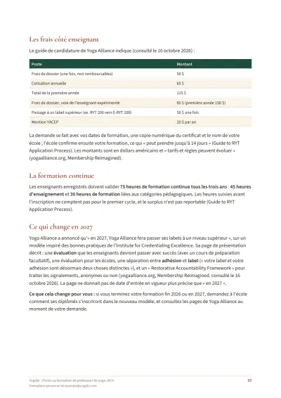 Choisir sa formation de professeur de yoga 200 h — Page d’aperçu 10 sur 39 — tableau