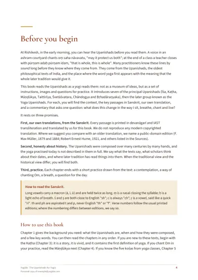 The Upanishads for Yogis — Sample page 4 of 43 — chapter opening