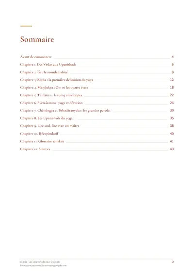 Les Upanishads pour les yogis — Page d’aperçu 2 sur 44 — sommaire