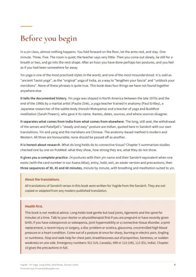 Yin Yoga: Long Holds, Real Roots, Honest Limits — Sample page 4 of 43 — chapter opening