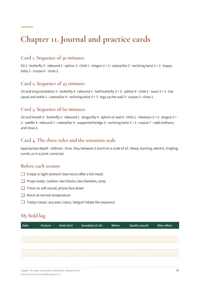 Yin Yoga: Long Holds, Real Roots, Honest Limits — Sample page 37 of 43 — checklist